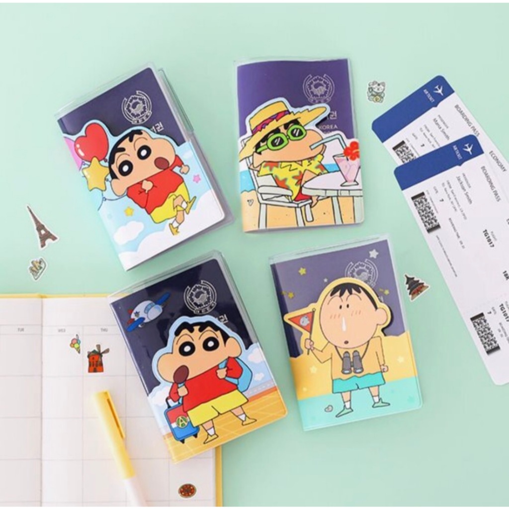 Crayon Shin-chan Transparent Passport Case Ver.2 PVC Passport Cover Travel Holder 4 Designs