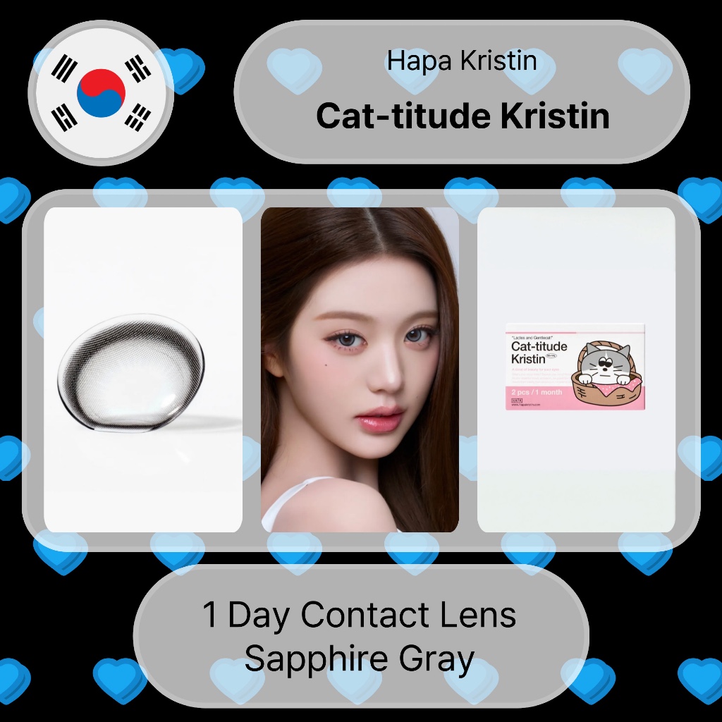 Hapa Kristin Cat-titude (สีเทาไพลิน) คอนแทคเลนส์ 1 เดือน (2P)