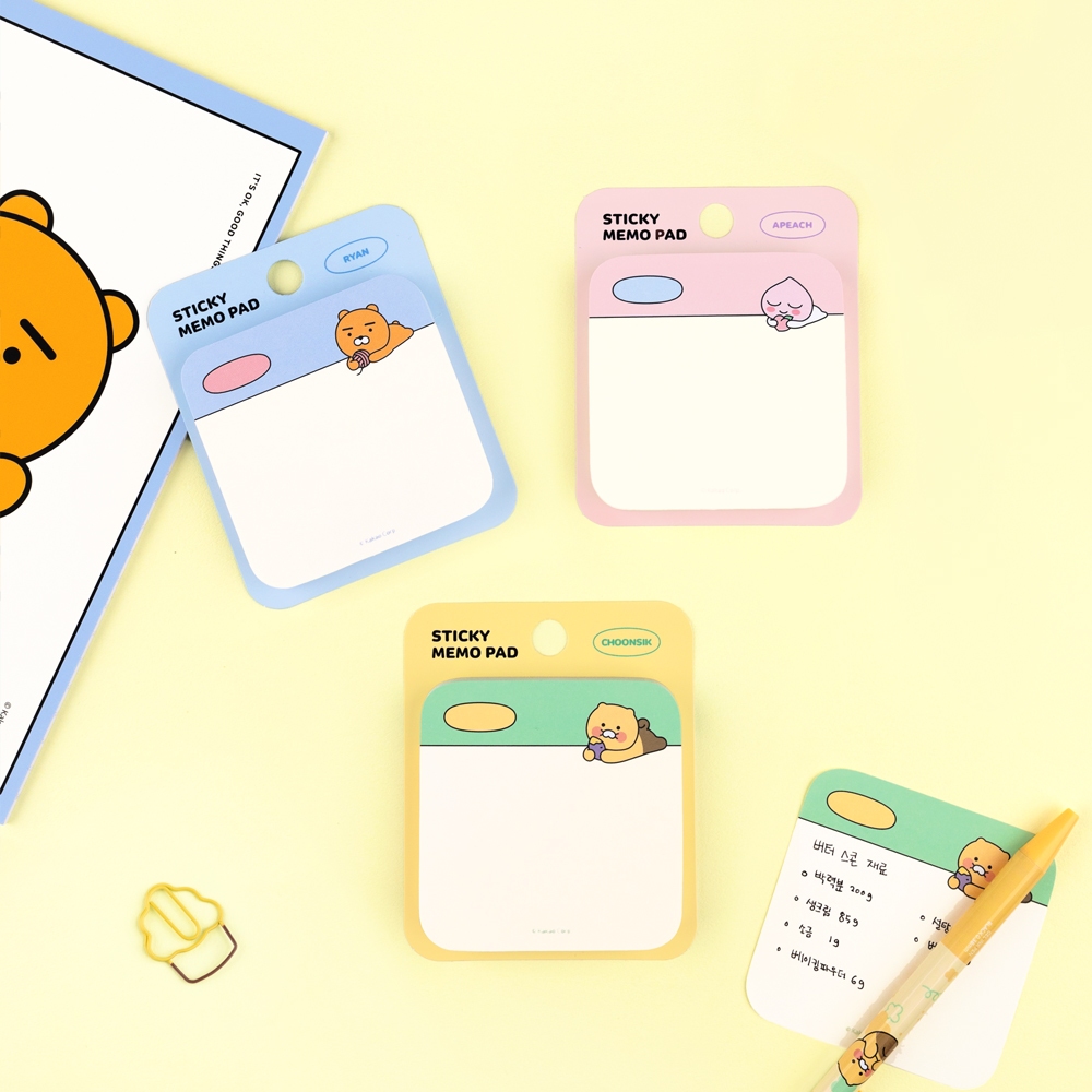 [Kakao Friends] Kakao Round Sticky Memo Pad / Choonsik, Ryan, Apeach