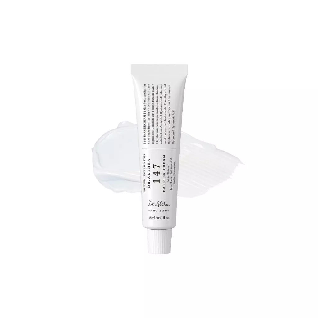 Dr.Althea 147 Barrier Cream 15ml | เดลี่ สกิน แบริเออร์ แคร์ | ฟันล แอคเน่ เซฟ | ให้ความชุ่มชื่นล้ําลึกด้วยกรดไฮยาลูโรนิกและเซราไมด์