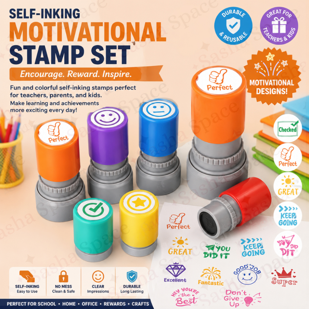 CLEARANCE - ชุดแสตมป์ครูสร้างแรงบันดาลใจในตนเองสําหรับเด็ก – รางวัล Emoji Encouragement Stamp Pack S