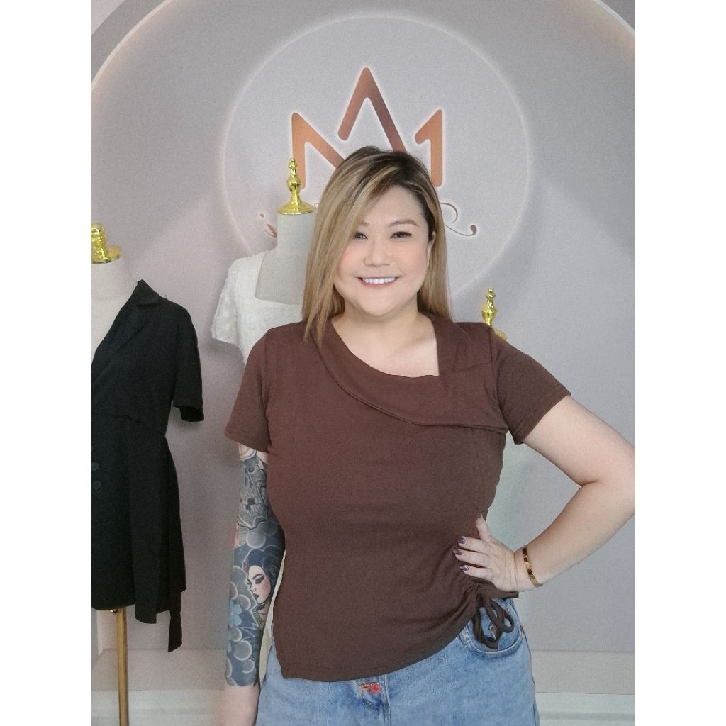 B6681 ASYMMETRICAL DRAWSTRING TOP