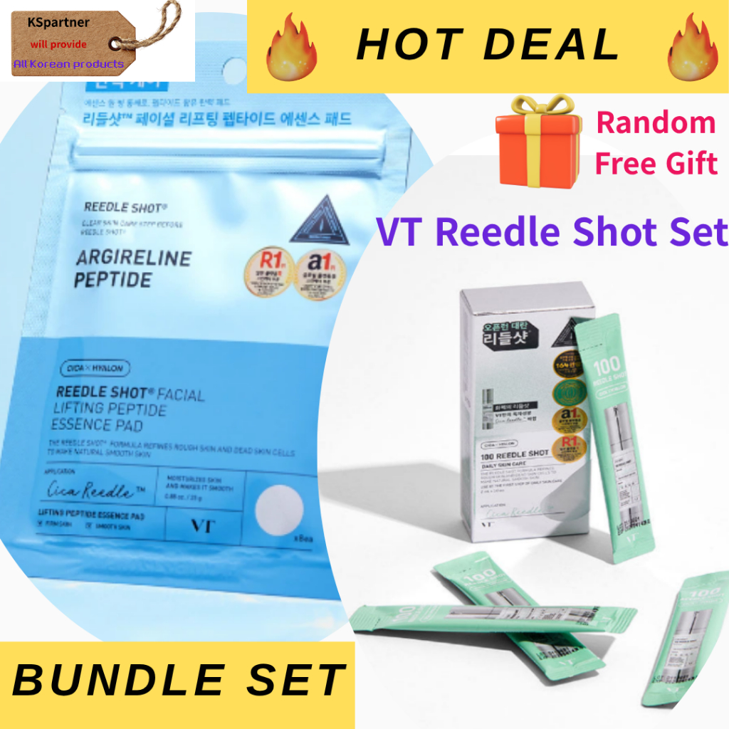 VT Reedle Shot 100 Ampoule Stick Pouch + VT Reedle Shot Peptide Essence Pad / VT Reedle Shot Set