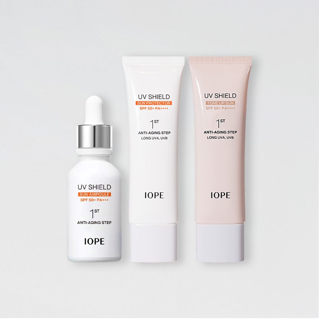 IOPE UV Shield Sun Ampoule 40ml, Sun Protector 50ml, Tone Up Sun 50ml, SPF 50+ PA++++