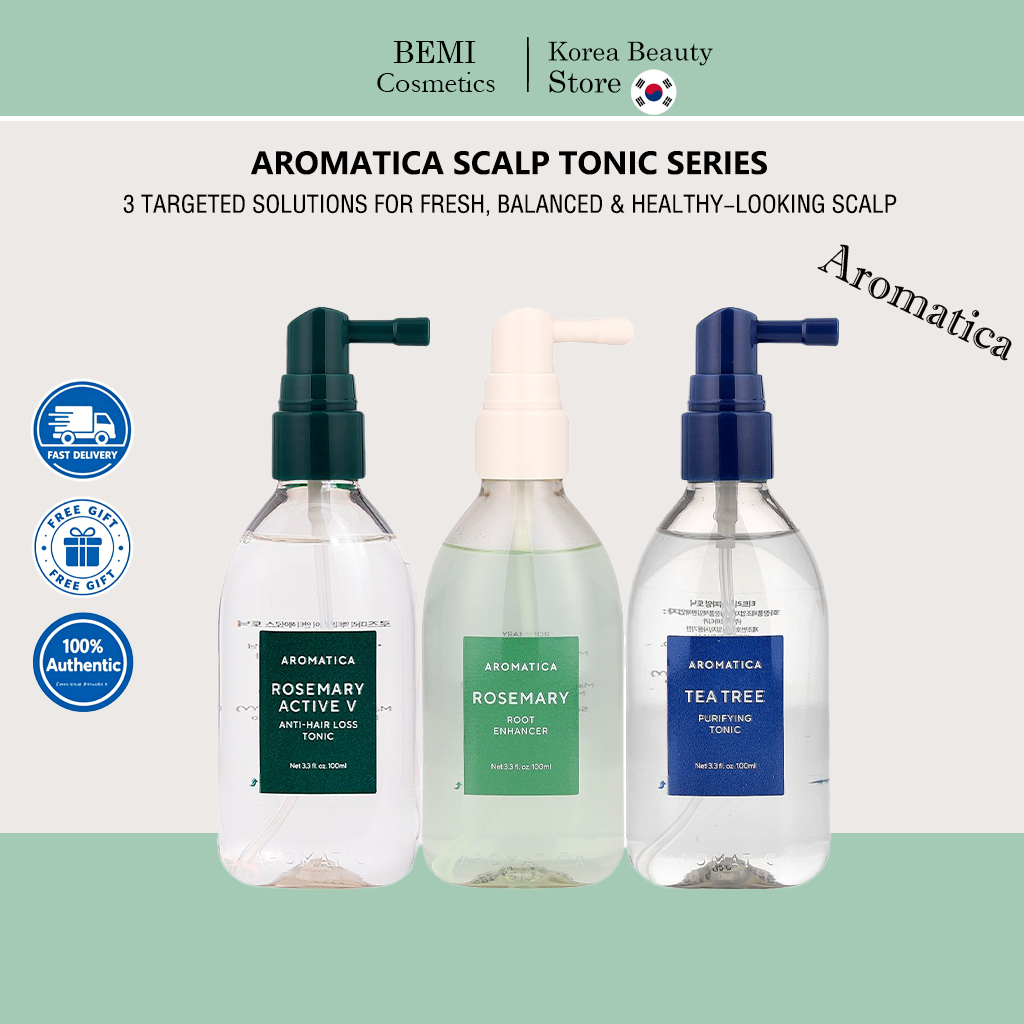Aromatica Rosemary Root Enhancer/Rosemary Active V Anti-Hair Loss Tonic/Tea Tree Purifying Tonic 100