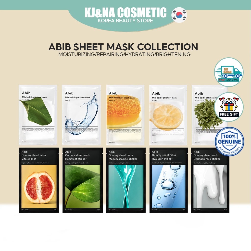 Abib Sheet Mask | Mild Acidic pH Sheet Mask & Gummy Sheet Mask