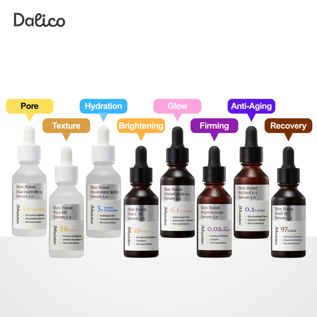 [JMsolution] Skin Boost Serum 30ml – Niacinamide / Retinol / Vitamin C / Peptide / Hyaluronic / Rice / Snail / Glutathione