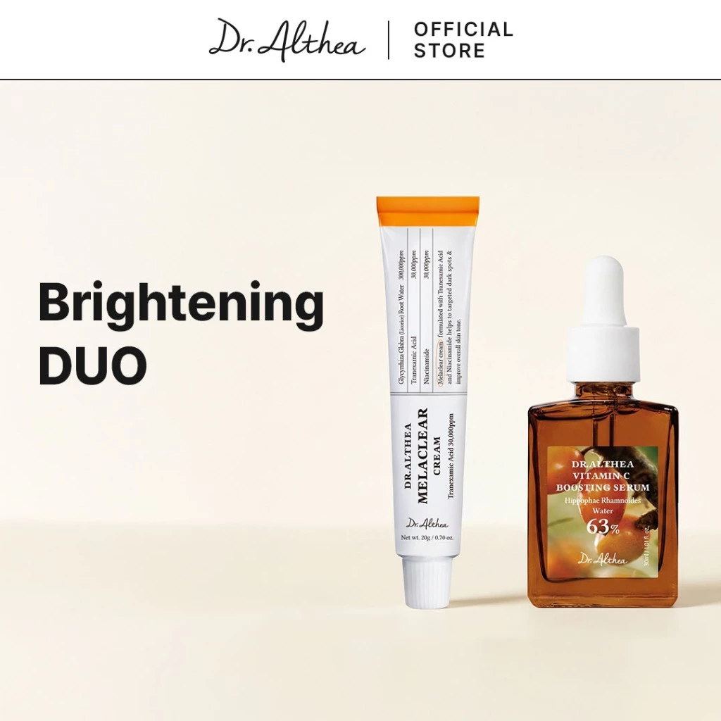 Dr.Althea Brightening DUO | สําหรับจุดด่างดํา ผิวหมองคล้ํา | วิตามินซี Boosting Serum 30ml + Melaclear Cream 20ml