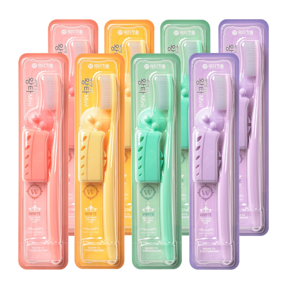 Wangtaเกาหลี Mini Ultra Soft แปรงสีฟัน 8 ชิ้นชุดแปรงสีฟันสําหรับเดินทางพร้อมฝาปิด