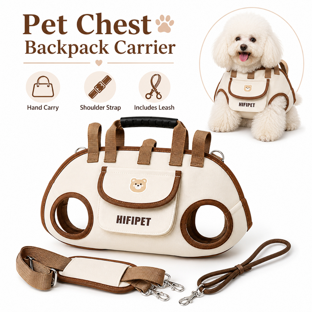 SG Dog / Cat Carrier Bag With Leash สบาย Soft Dog Park Walks Backpack Travel Pet Carrier