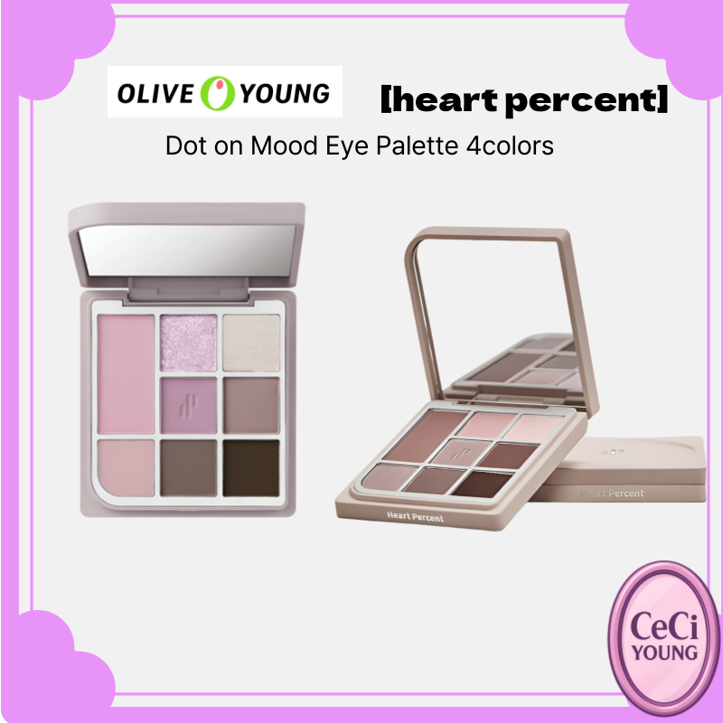 [Heart Percent ]Dot on Mood Eye Palette 4 สี, 1 ชิ้น / พาเลทอายแชโดว์เกาหลี / 6 สีน่าทึ่ง โดย ceciyo