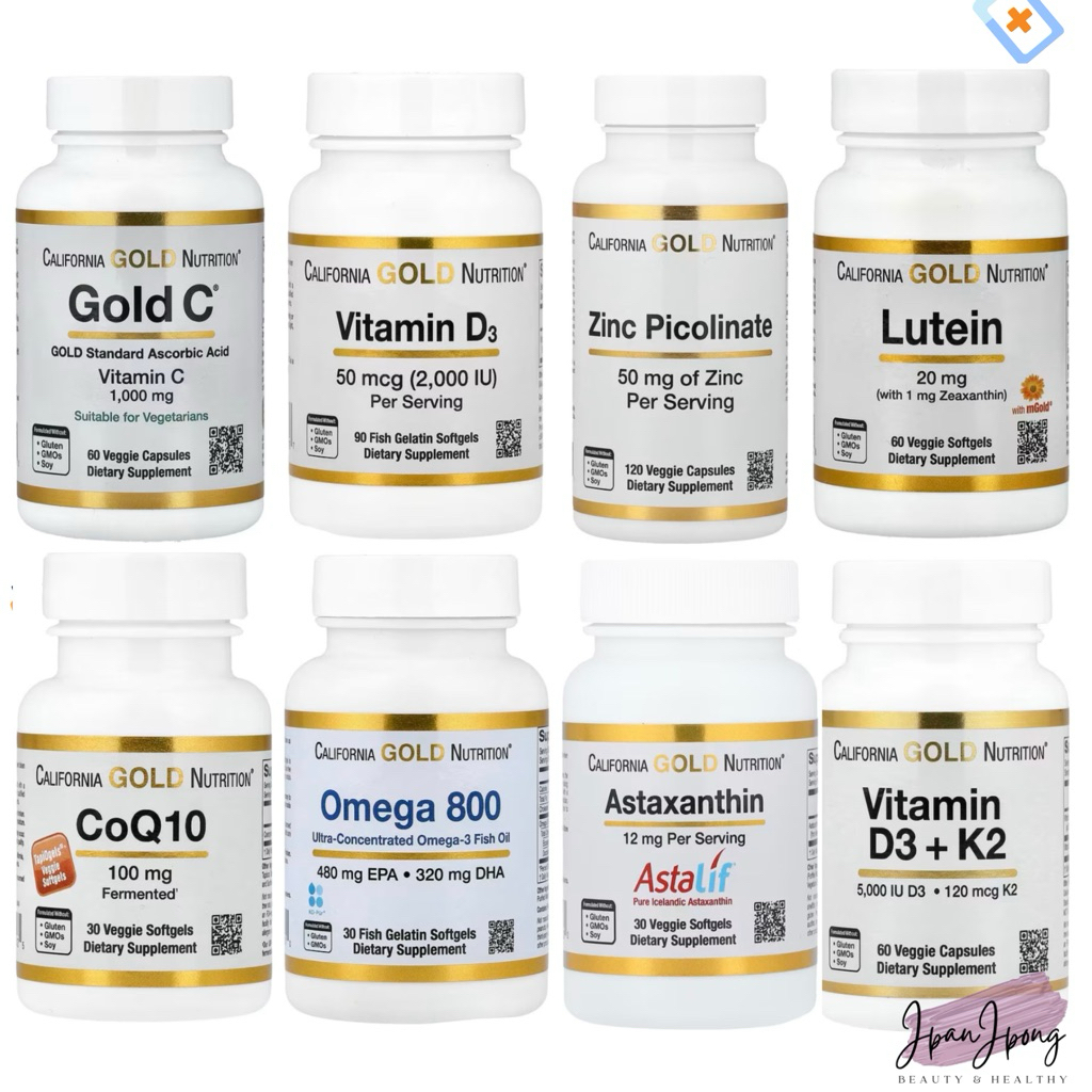 [ของแท้ 🇺🇸] California Gold Nutrition Vitamin C, Vitamin D, Lutein, CoQ10, Astaxanthin, Lactobif5