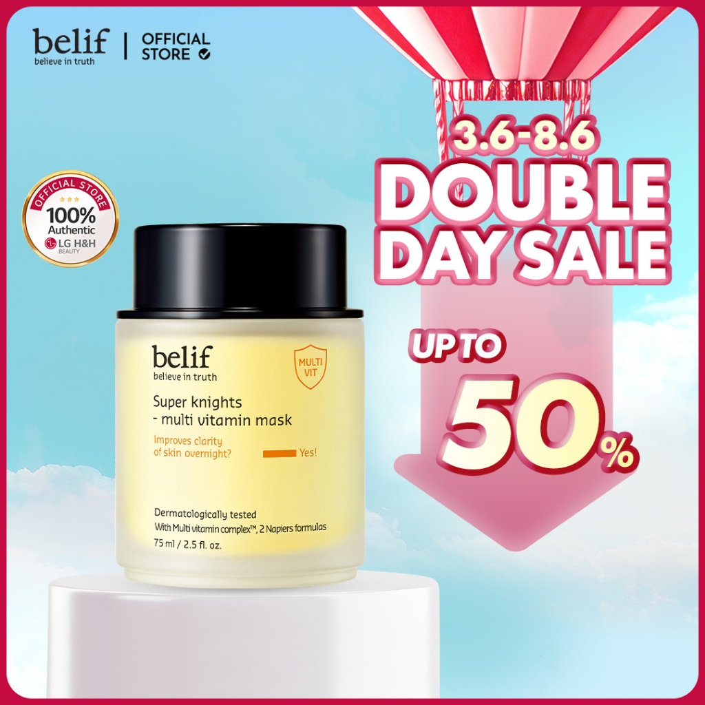 [BELIF] Super Knights Multi Vitamin Mask 75ml | มาส์กหน้ากลางคืน มาส์กวิตามิน บำรุงผิวหน้า ผิวใสอมชมพู ลดจุดด่างดำ ฟื้นฟูผิว | Overnight Brightening & Revitalizing Sleeping Mask | ลดริ้วรอย | LGBEAUTY OFFICIAL