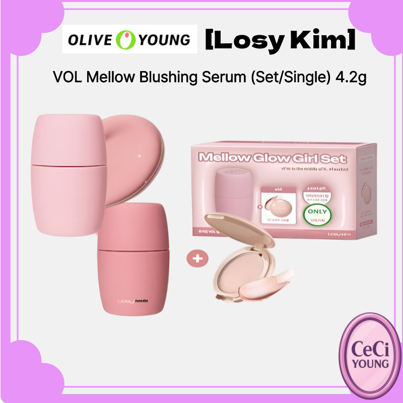 [Losy Kim] VOL Mellow Blushing Serum (Set/Single) 4.2g, Glow Serum Blush Natural Radiant Cheeks 5 สี