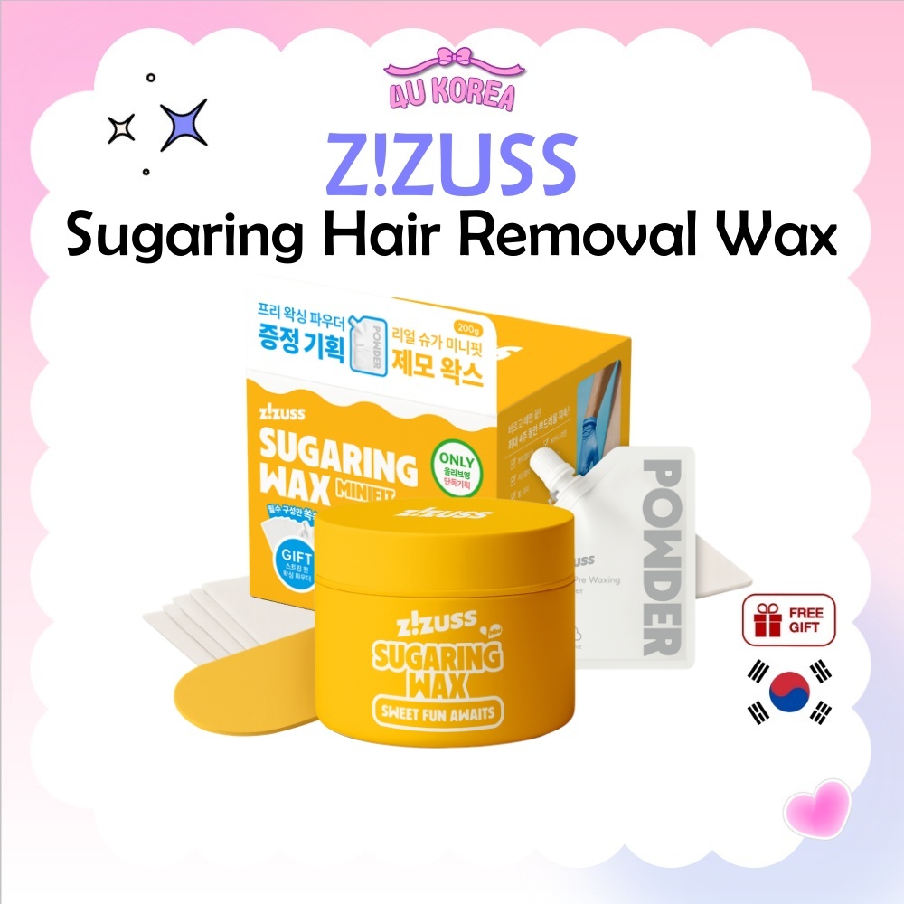 Z!ZUSS Sugaring Hair Removal Wax 200g – Sugaring Card & 5 Cloth Strips & Pre-Waxing Powder / K-BEAUT