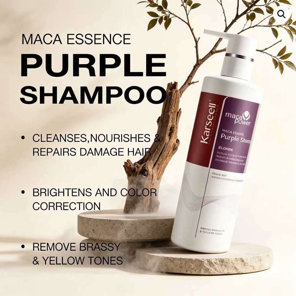 ของเเท้100%Karseell แชมพูม่วง 500 มล.ล้างไรเหลือง ไรส้ม ปรับสมดุลโทนสีผม ลดความเหลือง สำหรับคนทำผมสีบลอนด์ เทา เงิน..