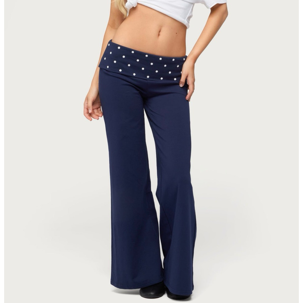 ★彡Pre-Order彡★ Edikted - Petite Reeva Polka Dots Fold Over Pants
