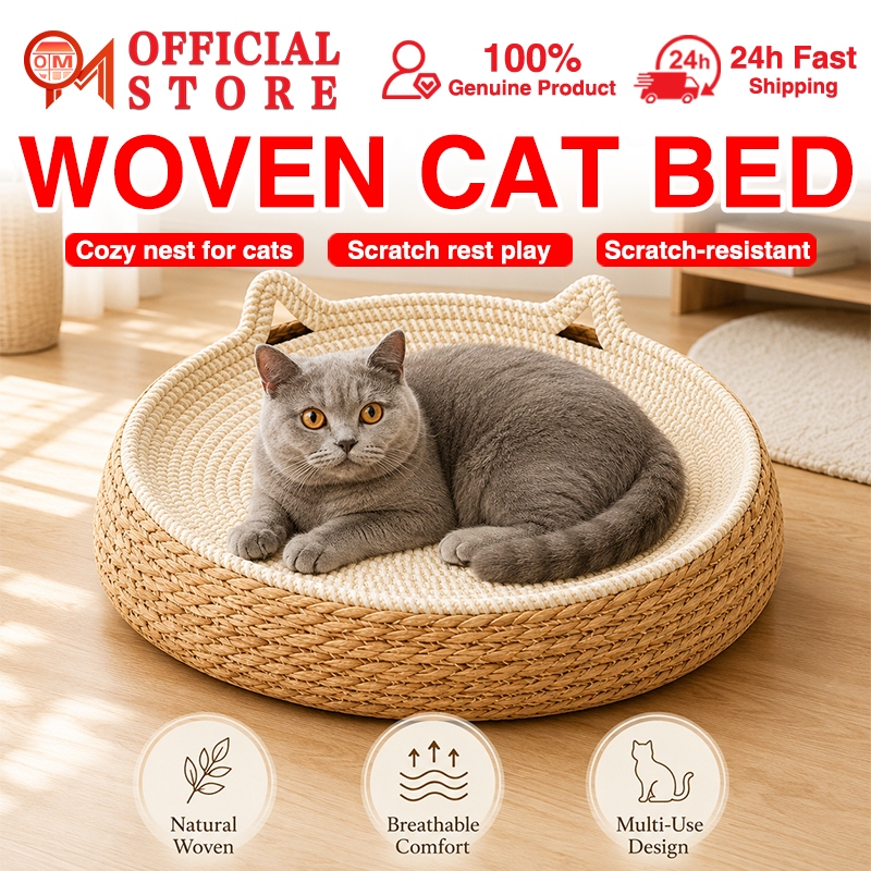 Next-day deliveryWoven Sisal Cat Scratcher All-Season Cat Bed Large Round Pet Bed อุปกรณ์สําหรับสัตว