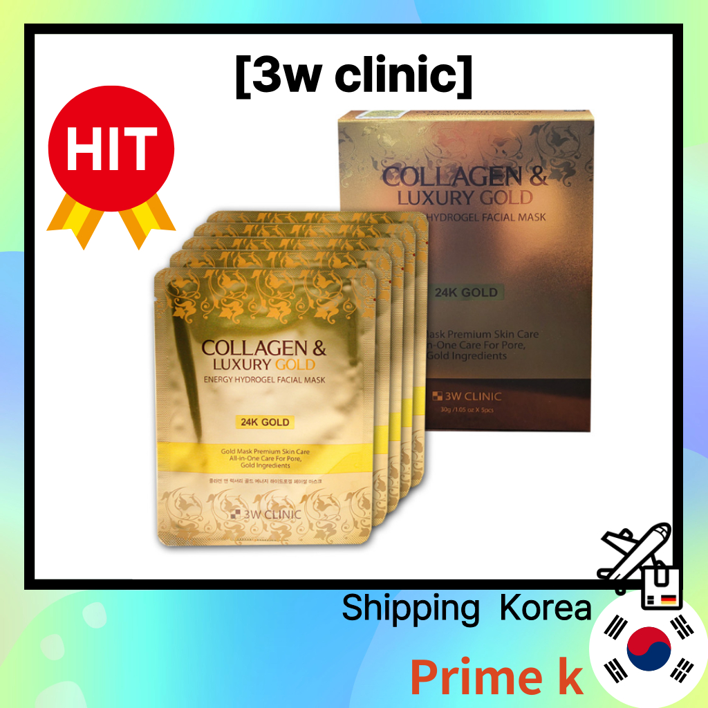 [3W CLINIC] Collagen & Luxury Gold Energy Hydrogel Facial Mask 1 Pack (30g x 5ea)/Rich nourishing es