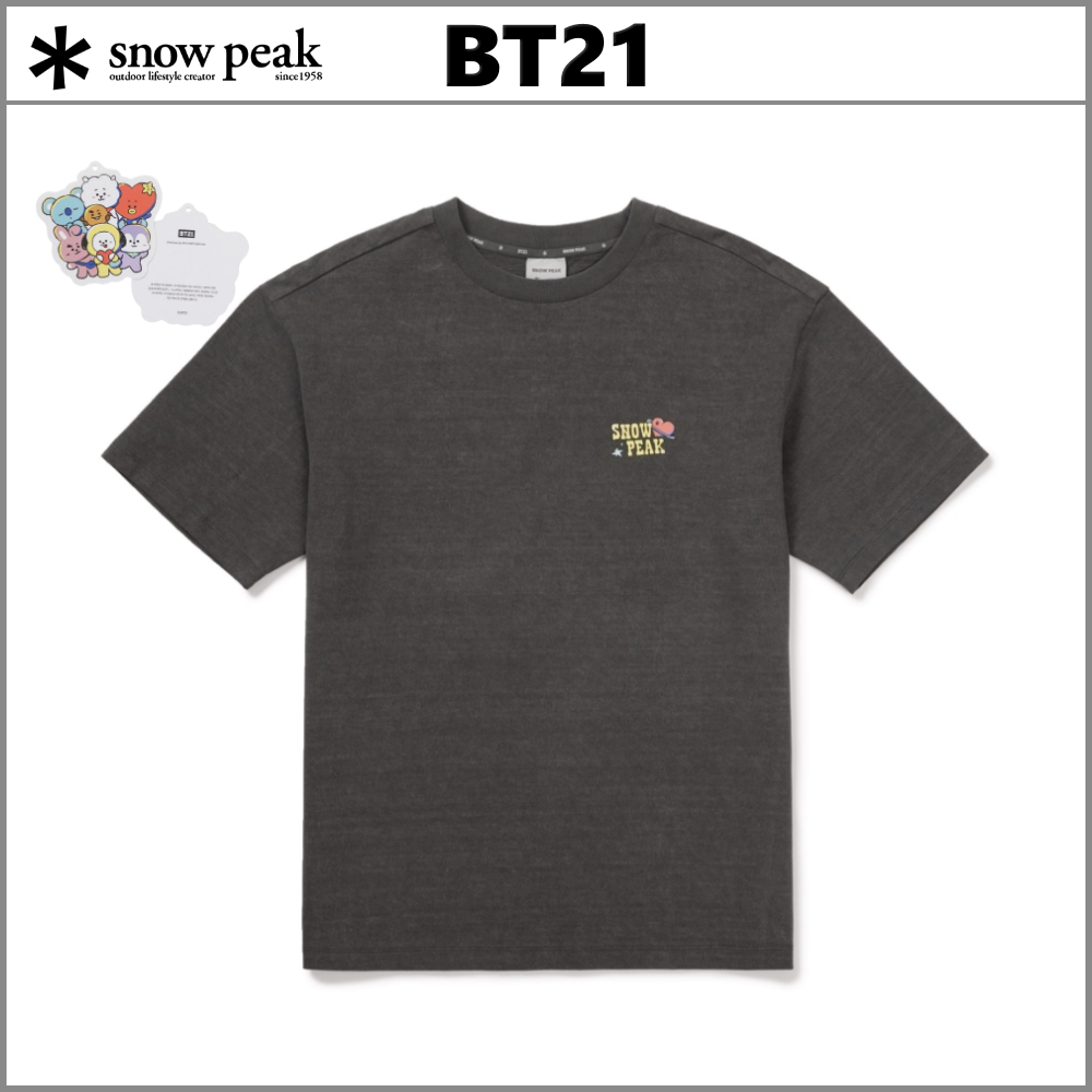 SNOW PEAK BT21 Womens Graphic T Shirt Premium Cotton Short Sleeve Tee Charcoal