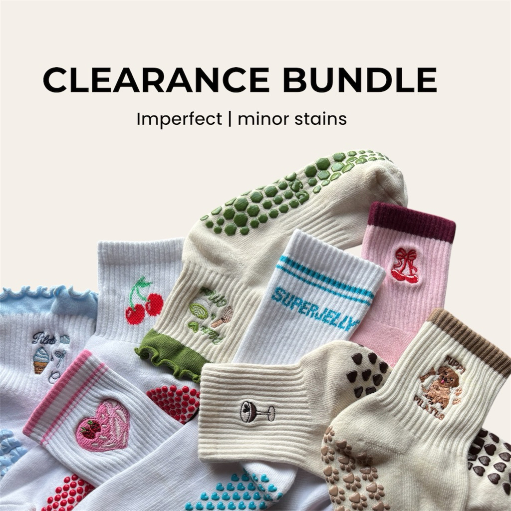 [ BUNDLE CLEARANCE]ถุงเท้า Grip Pilates น่ารัก ถุงเท้าโยคะ กันลื่น
