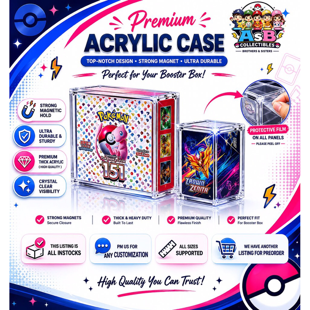 [PREMIUM QUALITY] PREMIUM ACRYLIC TCG DISPLAY CASE สําหรับ BOOSTER BOX / ETB / UPC