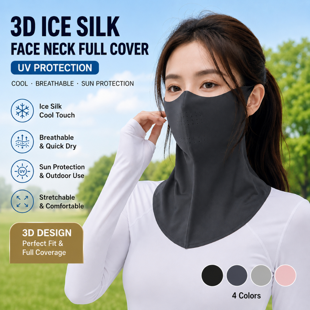 [CRAZY DEAL][4 สี] 3D Ice Silk Face Neck Full Cover UV Protection Sports Outdoor Mask