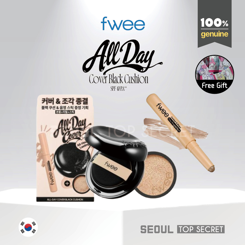 [fwee] (Minsco Collaboration) All Day Cover Black Cushion Refill Set + Easy Shaping Stick