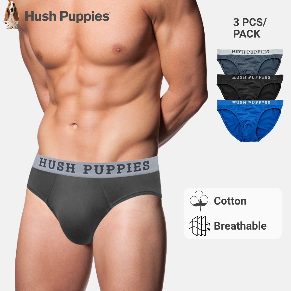 Hush Puppies 3 ชิ้น Men Mini Briefs Cotton Elastane HMB107724 ราคาถูก Shopee Lazada