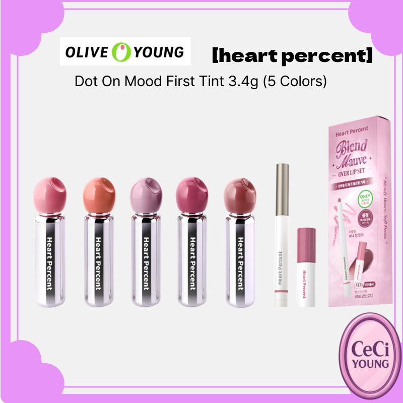 [heart percent] Dot On Mood First Tint 3.4g (5 สี) / Korean Lip Tint / Vibrant Color / ของแท้ 100% b