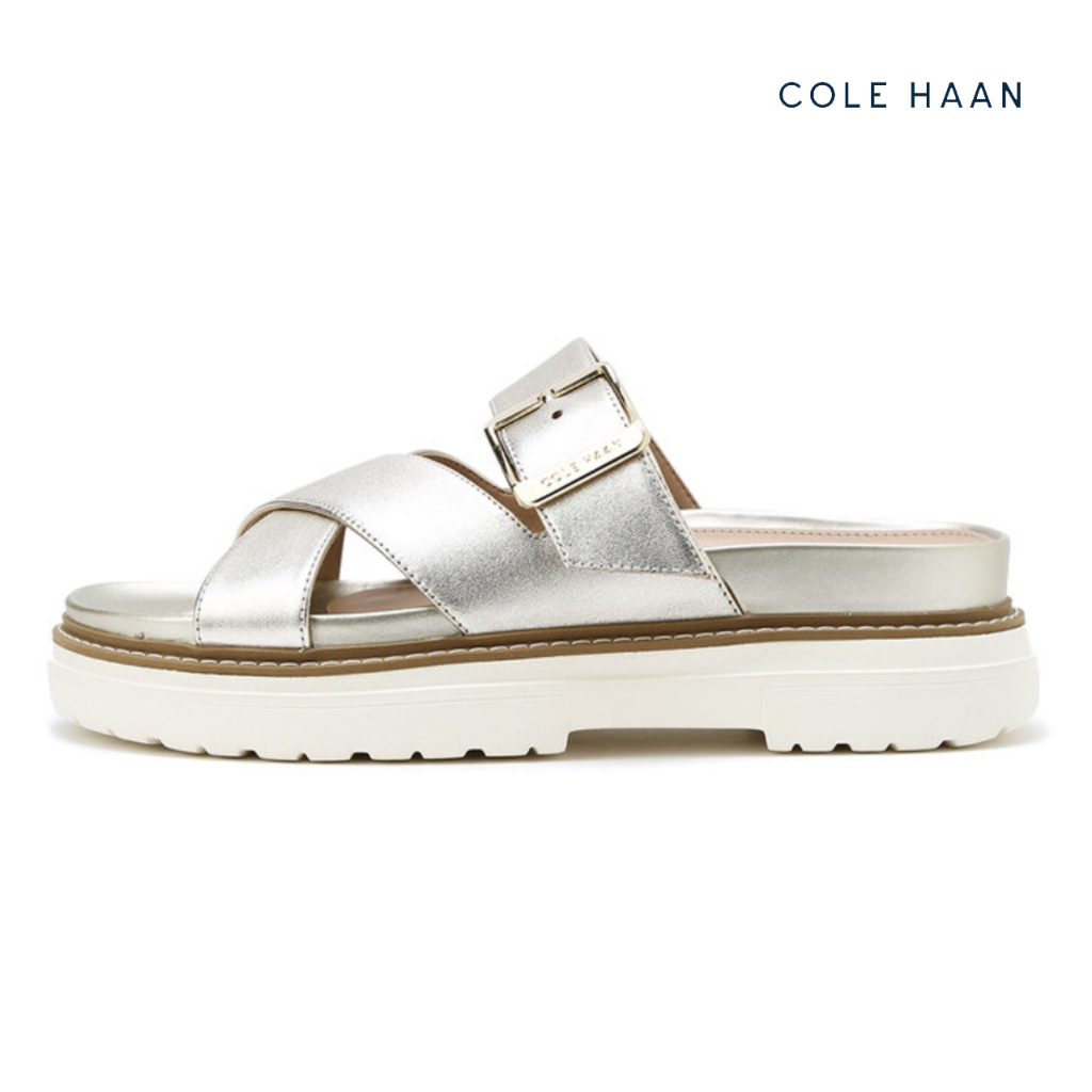 [Cole Haan] Faya Womens Slide Sandal Gold Leather Platform