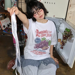 [RONRON] Vintage Grape Over Fit T Shirt / 3colors
