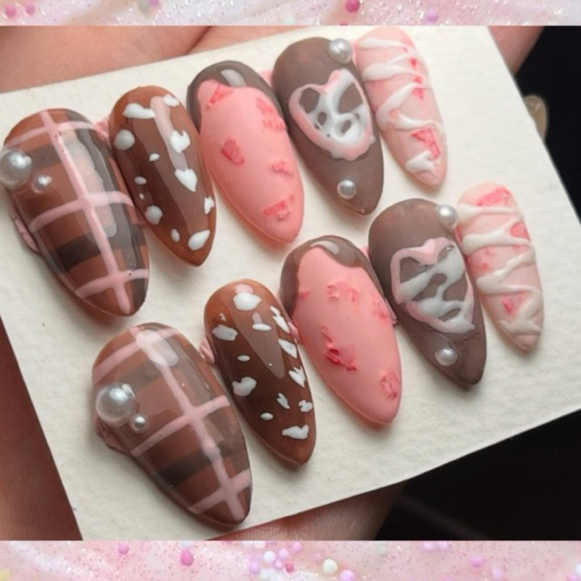 🧁🦌Press on nails | Cute press on nails, 100% handmade press on nails