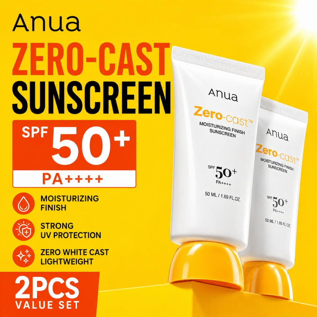 [anua] Zero-cast Moisturizing Finish Sunscreen, SPF 50+, 50ml, 2pcs / Korean Sunscreen SPF50 by Glow