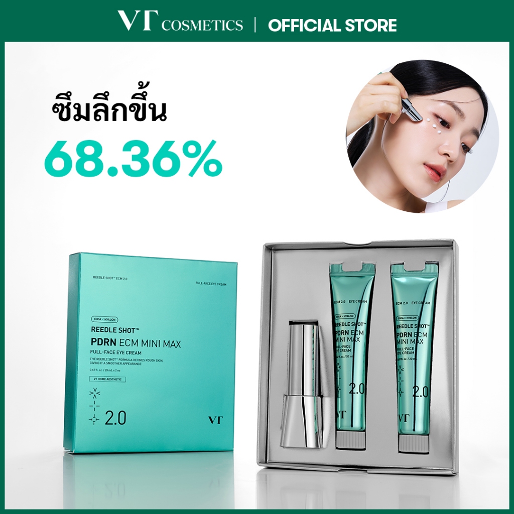 [VT] PDRN Reedle Shot ECM Mini Max อายครีมพร้อมอุปกรณ์ EMS ดูแลรอบดวงตา ลดเลือนริ้วรอย ความหมองคล้ำ ถุงใต้ตา และความหย่อนคล้อย ฟื้นบำรุงผิวให้ดูกระชับและอ่อนเยาว์ [Official Flagship]