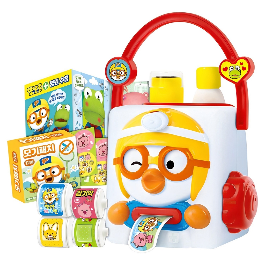 Pororo Hospital Play ชุดสติกเกอร์ผ้าพันแผลของเล่น 1EA เด็กแกล้งทําเป็นเล่นของเล่นเพื่อการศึกษา