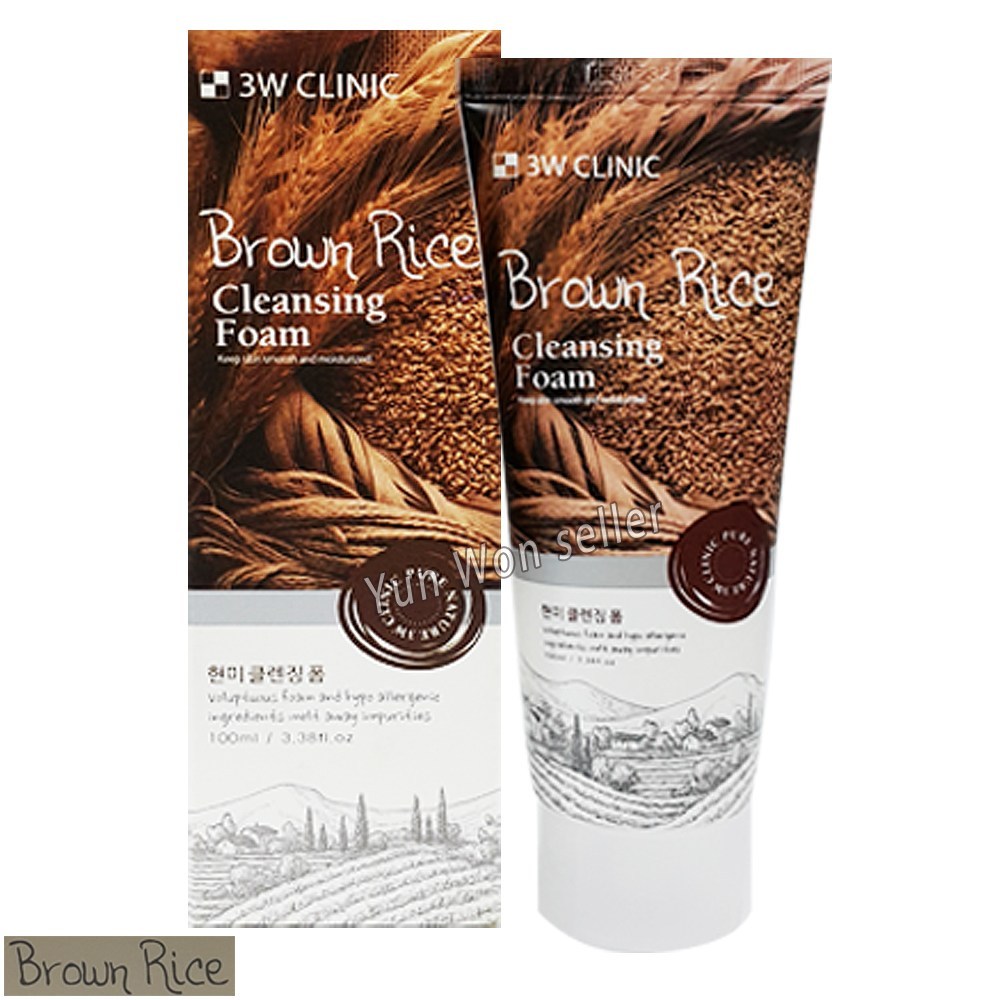 3W CLINIC 3W CLINIClessBrown Rice Cleanser Foam 100ml Deep Cleansing Moisturizing Facial Wash สําหรั