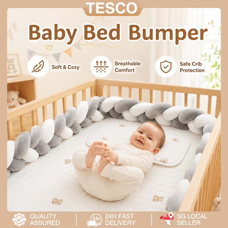 ผู้ขายSGBaby Bed Bumper Anti-collision Handmade Knot Braid Bumper Infant Cradle Cot Protector