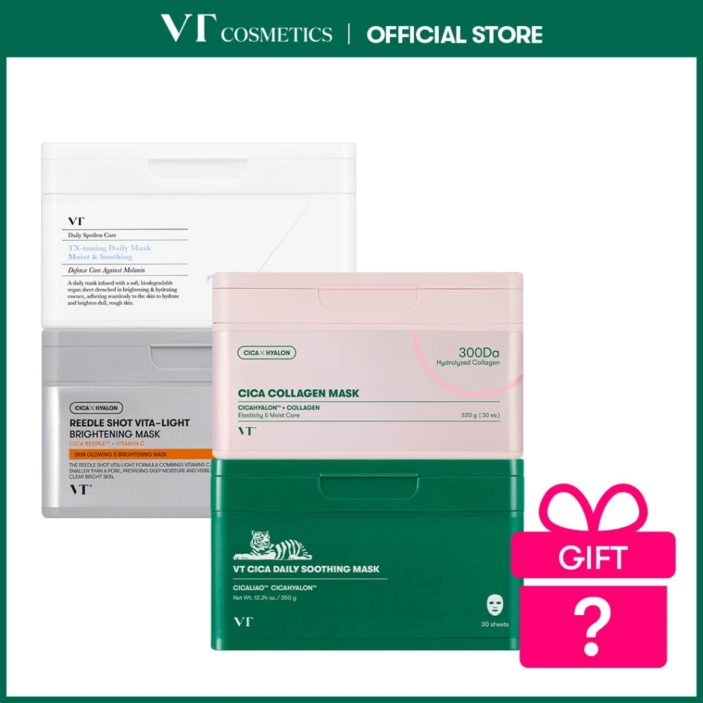 [VT] Box Mask 30pcs Top 4 Bundle Set(CICA, Collagen, VITA-Light, TX-Toning) [เรือธงอย่างเป็นทางการ]