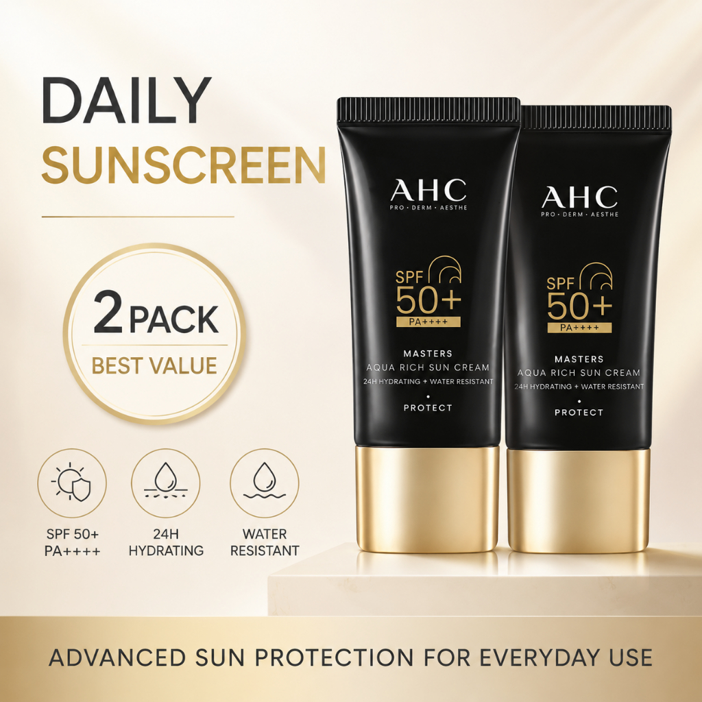 Bundle 2AHC Masters Aqua Rich Sun Cream SPF50+ PA++++ 30ml x2 Moisturizing Daily Sunscreen