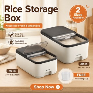5KG/10KG Rice Bucket Rice Storage Box Insect and Moisture Proof Sealed Kitchen Organizer Food Storage Rice Box Rice Disp