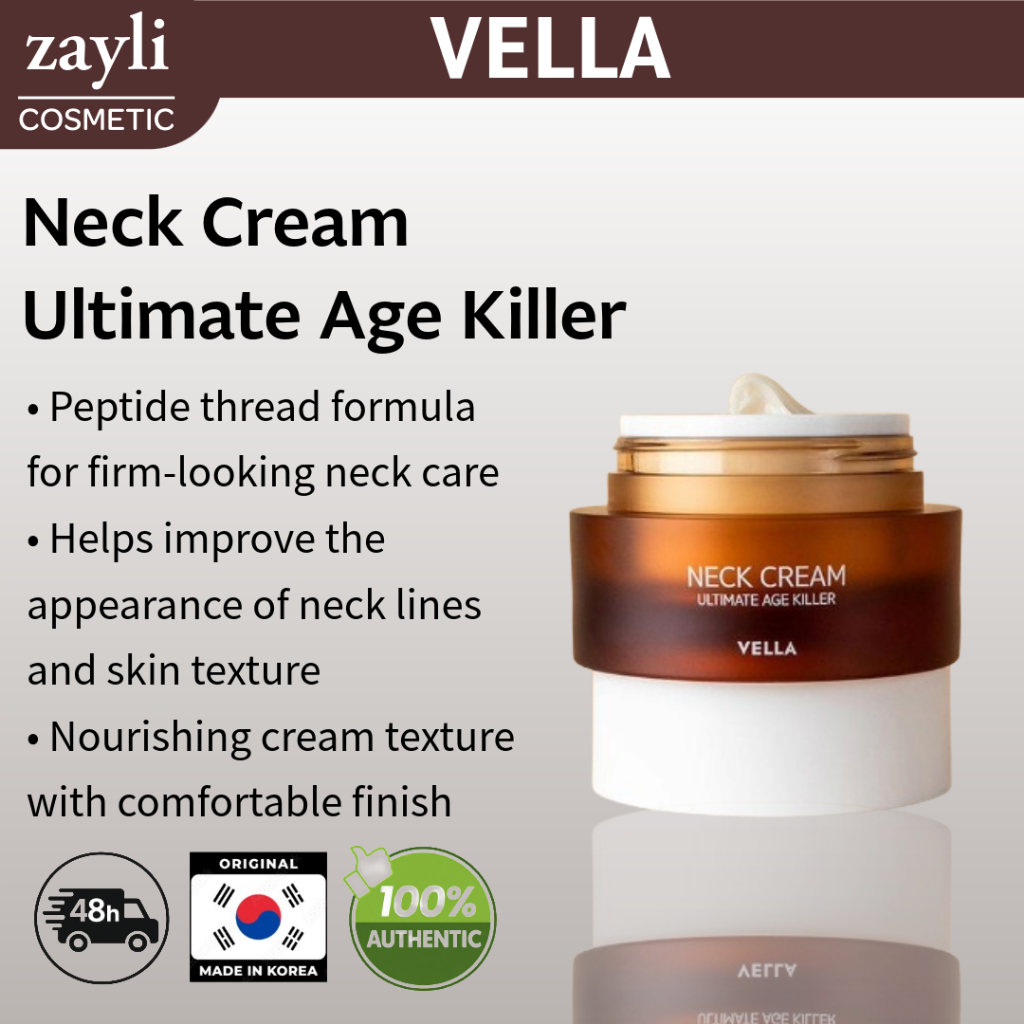 ครีมคอ VELLA Ultimate Age Killer 50ml | ครีมบํารุงผิวเปปไทด์คอความยืดหยุ่น