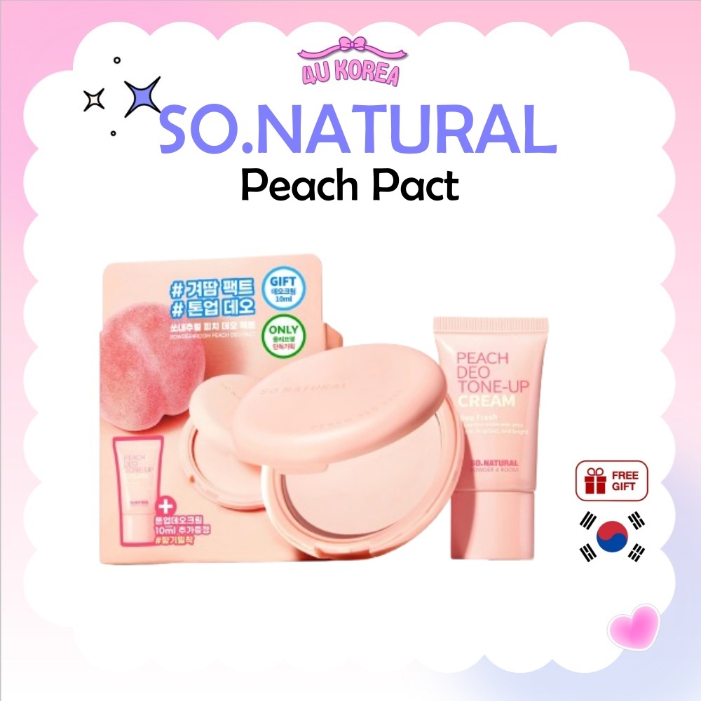 (+1 พัฟ) SO.NATURAL Peach Pact 10g / K-BEAUTY