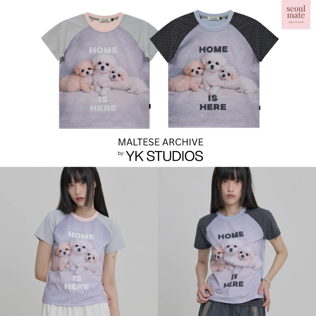 [จากเกาหลี ] WAIKEI Maltes and Maltipoo Half-Sleeve T-Shirt