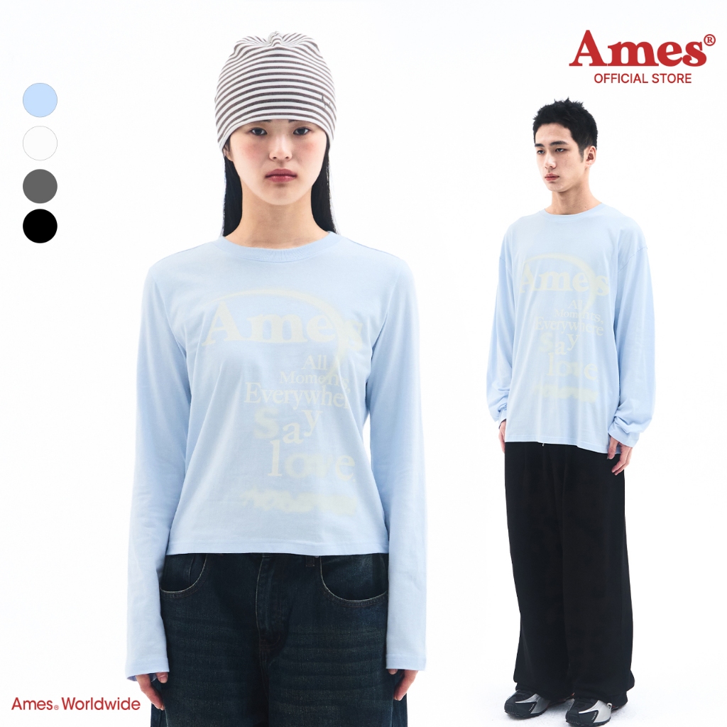 [AMES] BIG TYPO LONGSLEEVE TEE_สไตล์เกาหลี