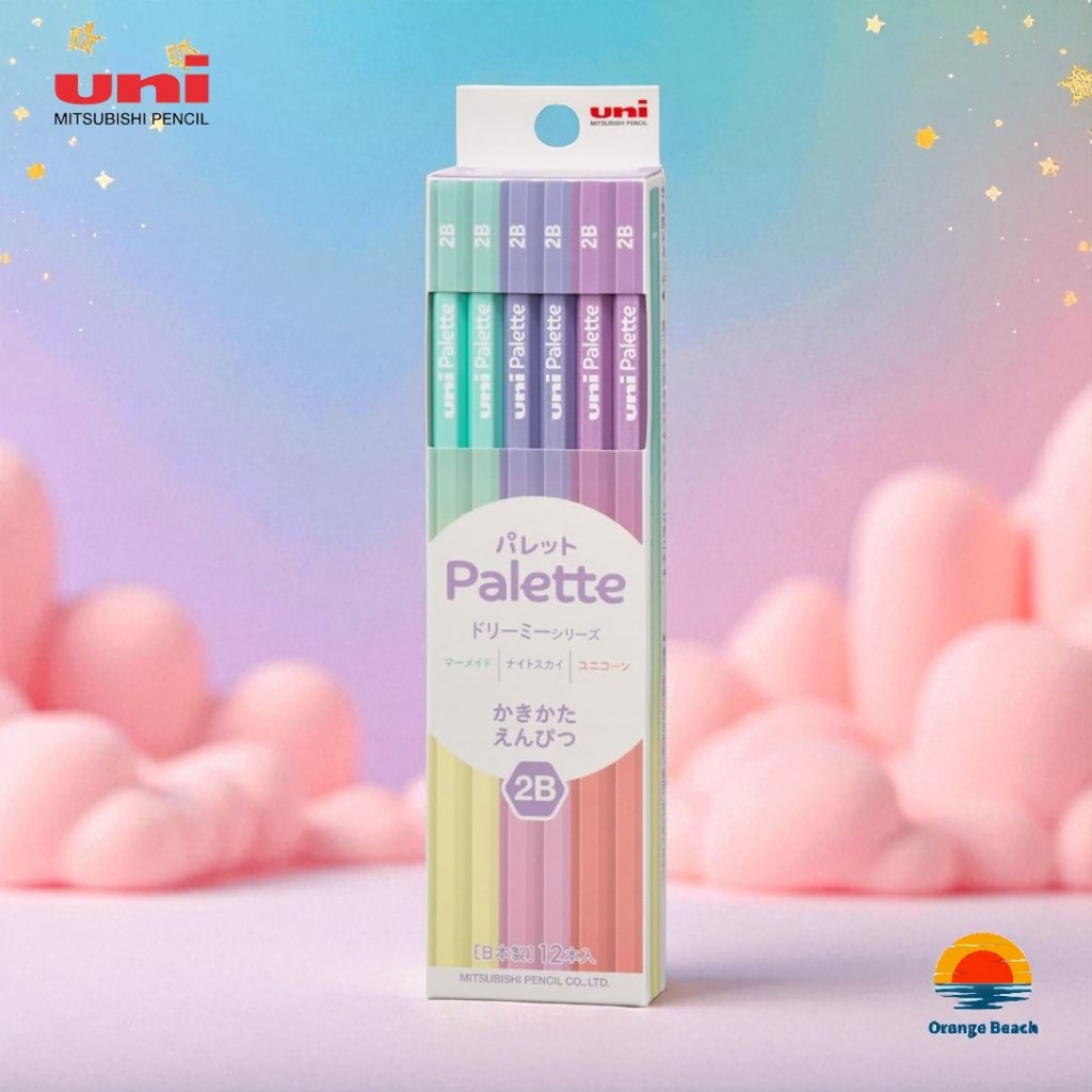 Uni Palette 2B Pencils 12pcs/ดินสอไม้ 2B/Dreamy Marshmallow/อุปกรณ์การเรียน/Made in Japan
