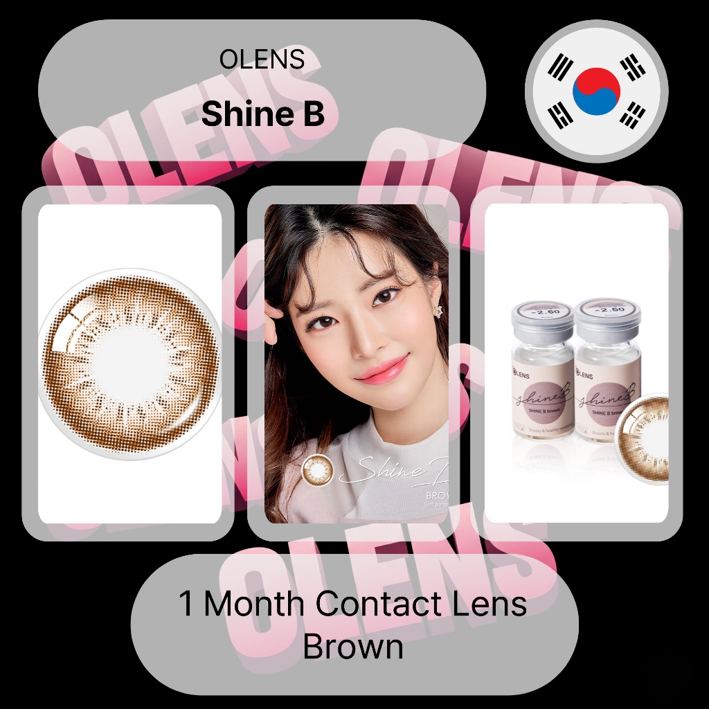 คอนแทคเลนส์ Olens Shine B สีน้ําตาลรายเดือน