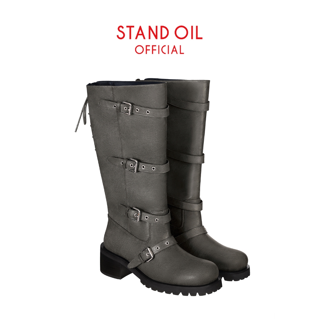 [STAND OIL] Buckle Tied Long Boots / 2 colors