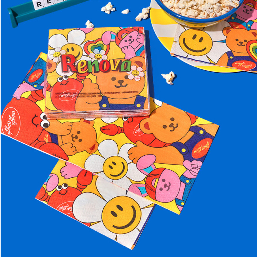 ผ้าเช็ดปาก Renova X Wiggle Wiggle Edition (20 แผ่น / 1 แพ็ค)