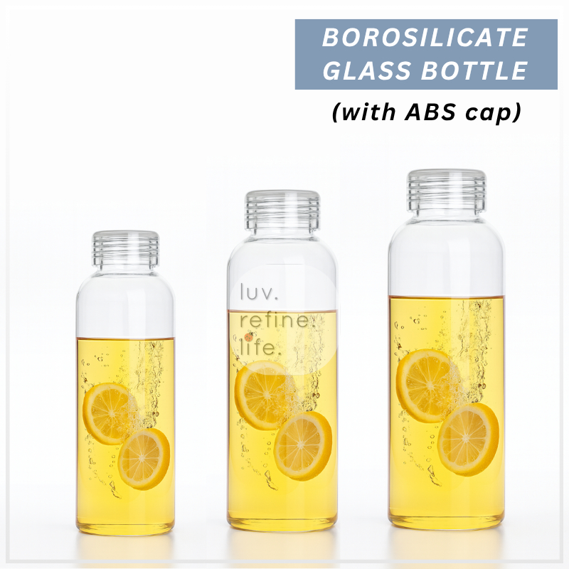 ขวดน้ําแก้ว Borosilicate หมวกป้องกันการรั่ว ABS 500ml / 750ml / 1000ml